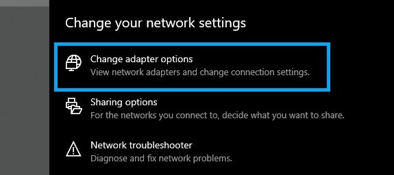 Change adapter settings