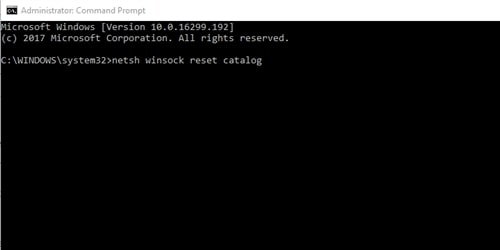 netsh winsock reset directory