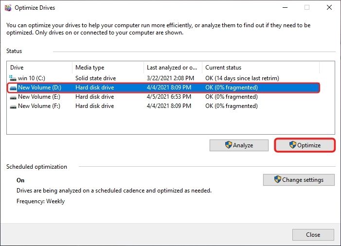 Defragment and Optimize Drives