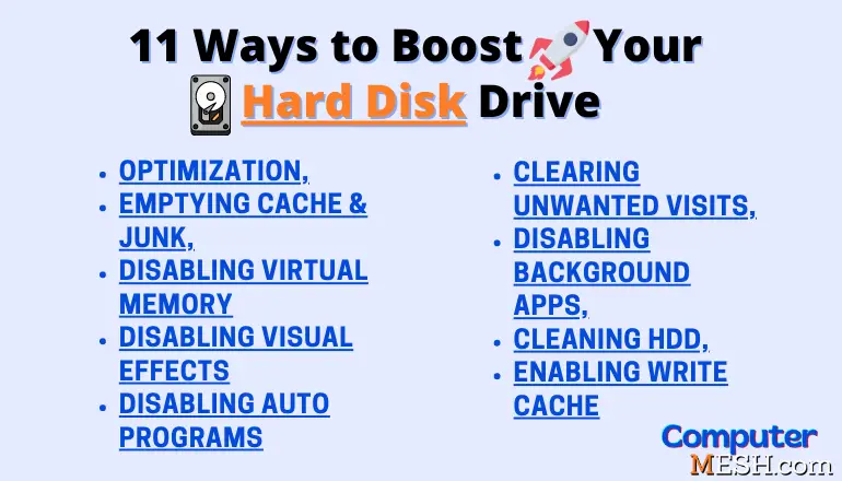 11 Ways to speed up Your Hard Disk Drive
