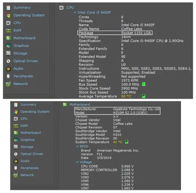 motherboard and CPU socket details