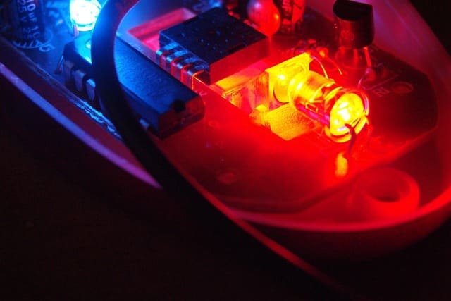 LED optical light of a mouse