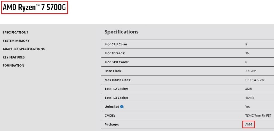AMD Ryzen 7 5700G compatibility with AM4 Socket