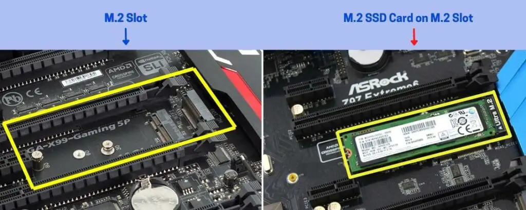 M.2 Slot wirh M.2 SSD card on the motherboard