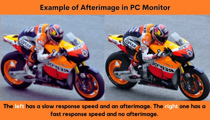 Afterimage causes by lower response time