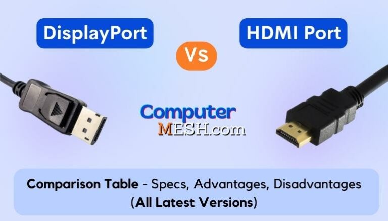 DisplayPort vs HDMI Comparison Table (All Latest Versions)
