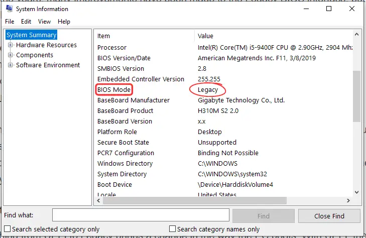 know your current BIOS mode on your Windows