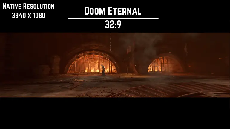 32:9 aspect ratio of Doom Eternal at 3840x1080 resolution