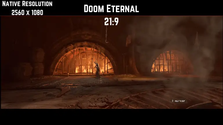 21:9 aspect ratio of Doom Eternal at 2560x1080 resolution