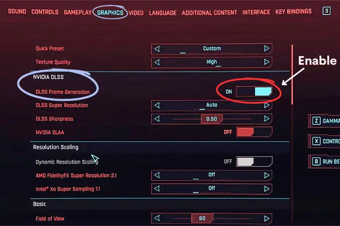 Enable DLSS in Display Settings of Game