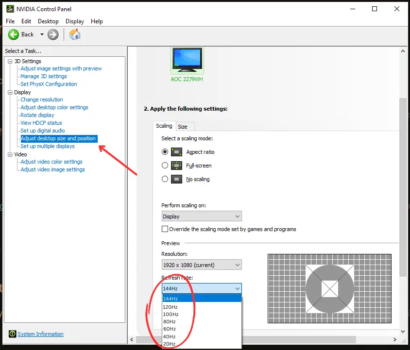 Nvidai settings to adjust refresh rate