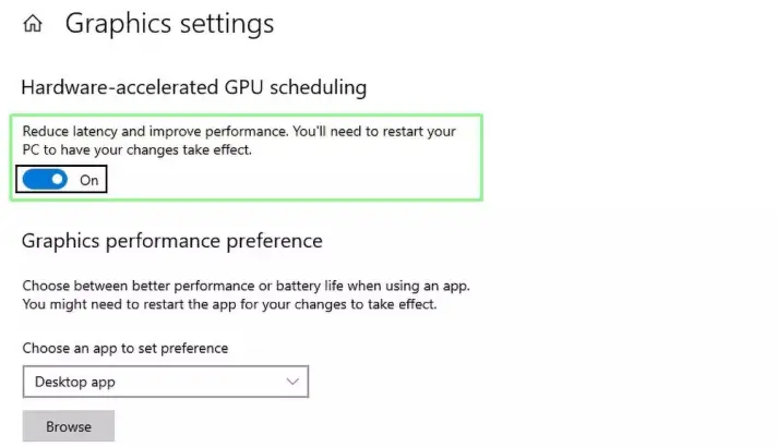 Turn on Hardware-accelerated GPU scheduling