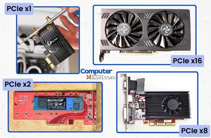 Components used for PCIe different slots