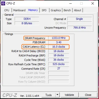 RAM latency and Frequency clock in CPUz
