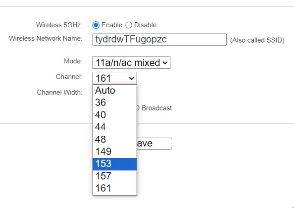 UNII - 3 channels (149, 153, 157, 161) for 5 Ghz band