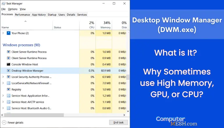 DWM.exe Desktop 'Window Manager' in task manager