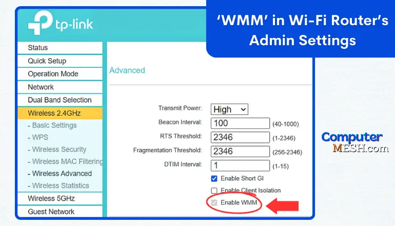 WMM in WiFi Router’s Admin Settings