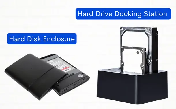 Hard drive enclosure and docking station