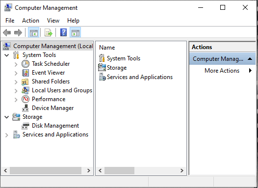 Computer Management window